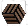 Small hexagon panel with wood and black accents, dimensions 300mm x 260mm, featuring a modern geometric design.